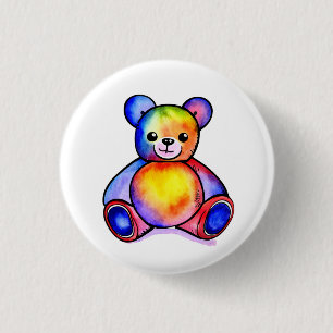 Cute Bear Cool Teddy positive 1 Inch Round Button