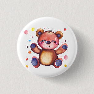 Cute Bear Cool Teddy positive 1 Inch Round Button