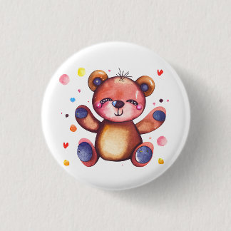 Cute Bear Cool Teddy positive 1 Inch Round Button