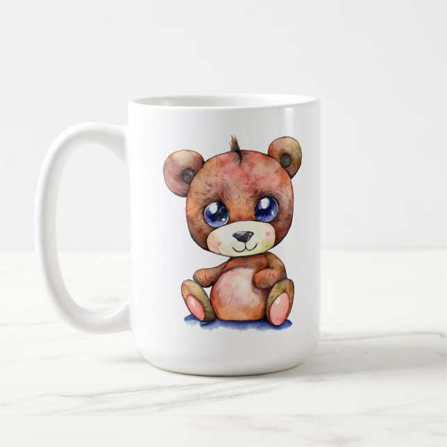 Cute Bear Cool Teddy positive Coffee Mug (Left)