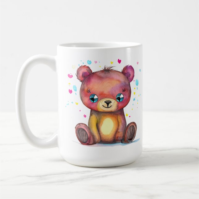 Cute Bear Cool Teddy positive Coffee Mug (Left)
