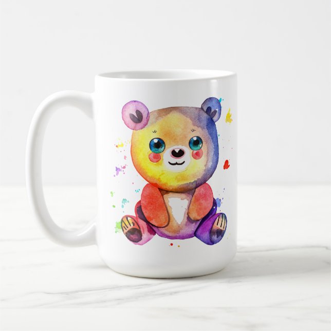 Cute Bear Cool Teddy positive Coffee Mug (Left)