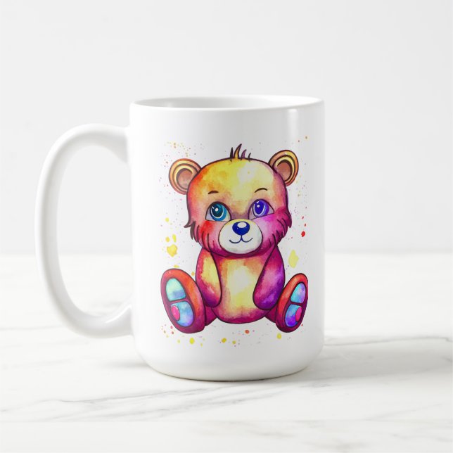 Cute Bear Cool Teddy positive Coffee Mug (Left)