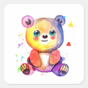 Cute Bear Cool Teddy positive Square Sticker