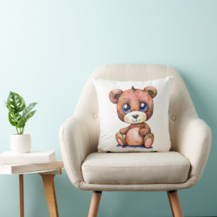 Cute Bear Cool Teddy positive Throw Pillow