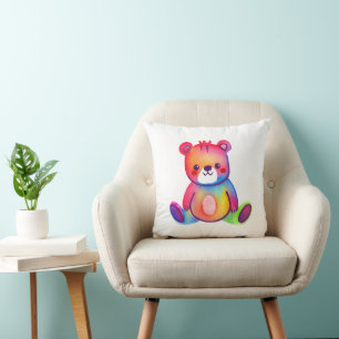 Cute Bear Cool Teddy positive Throw Pillow