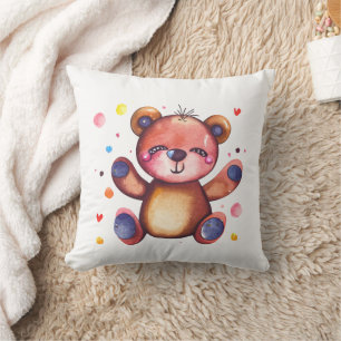 Cute Bear Cool Teddy positive Throw Pillow