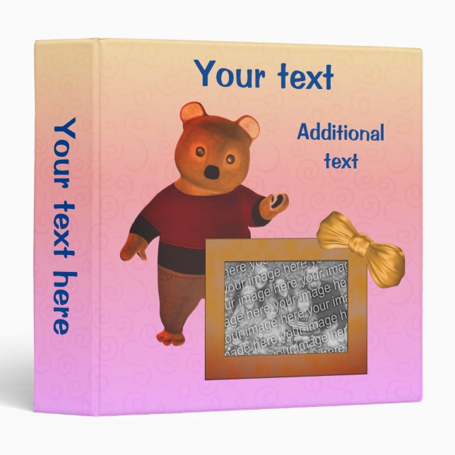 Cute Bear Create Your Own Photo Personalized Binder (Front/Spine)
