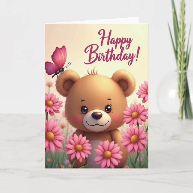 Cute Bear Cub Birthday Card (Front)