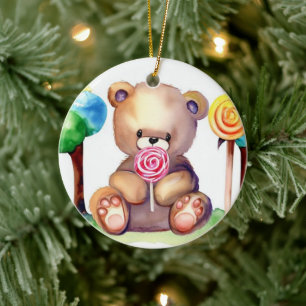 Cute Bear Cub Ceramic Ornament