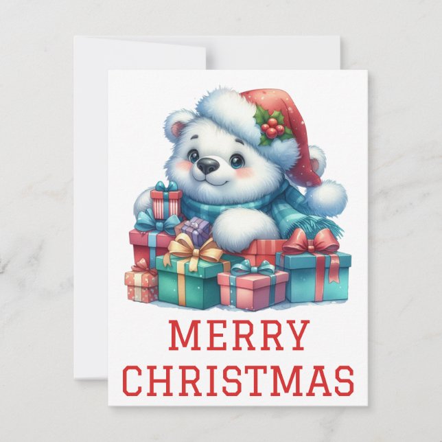 Cute Bear Cub Christmas Card (Front)