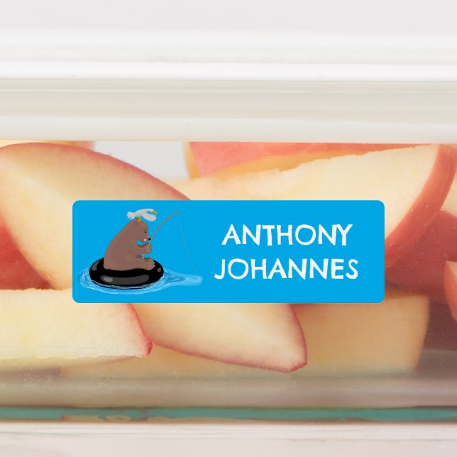 Cute bear cub fishing cartoon personalized (Affixed)