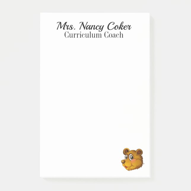Cute Bear Cub Personalized Note Pad (Front)