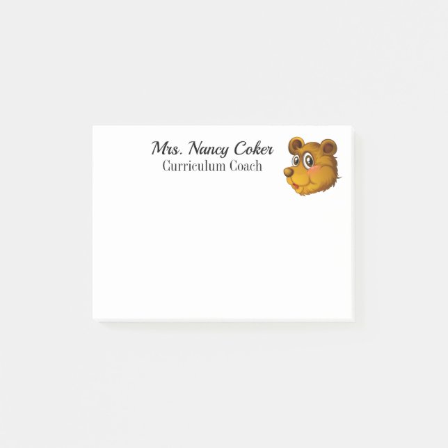 Cute Bear Cub Post It Notes (Front)