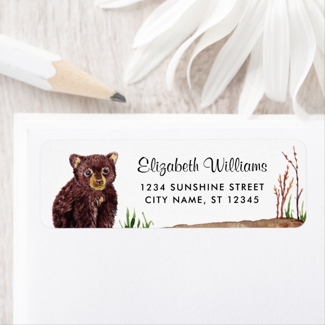 Cute Bear Cub Return Address Label (Insitu)