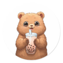 Cute Bear Drinking Boba Tea | Kawaii Bubble Tea An