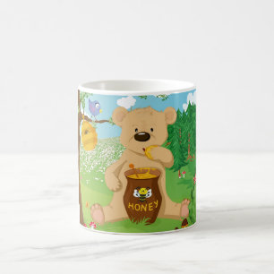Cute bear eating honey coffee mug