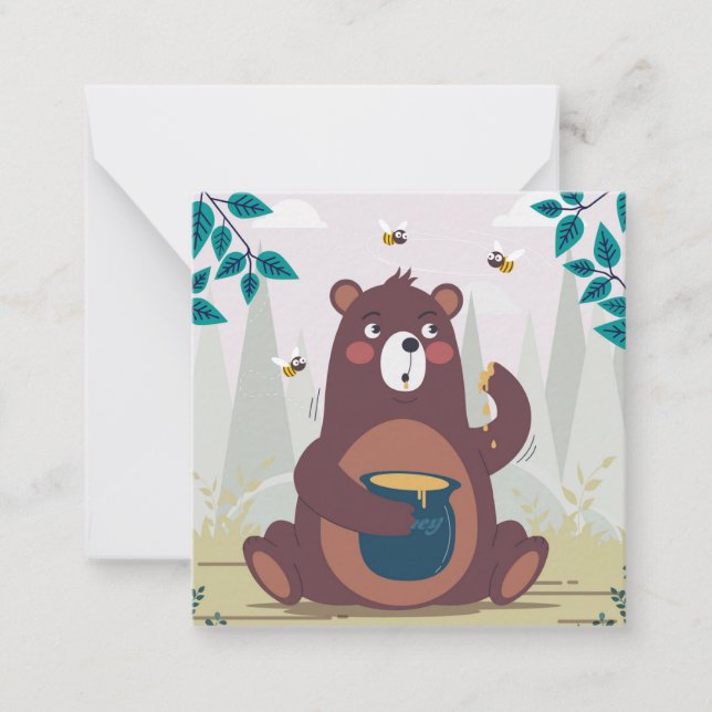 Cute Bear Enjoying Honey Card (Front)