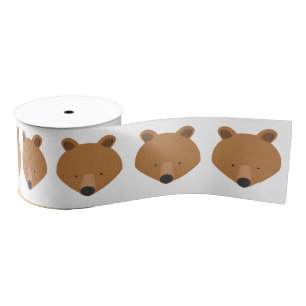 Cute Bear Face Animal Grosgrain Ribbon