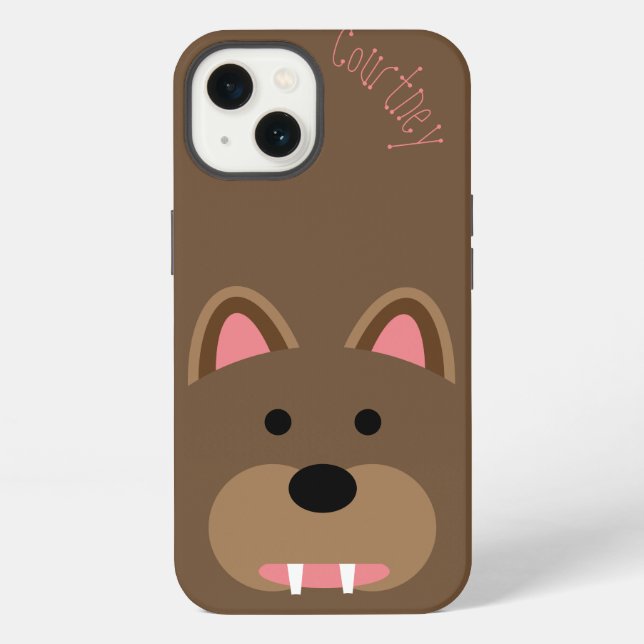 Cute Bear Face Customizable iPhone Case (Back)