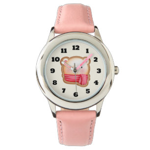 Cute Bear Face in a Red Scarf Christmas Cookie Watch