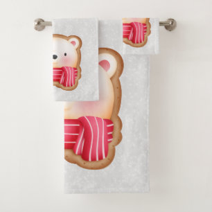 Cute Bear Face Red Scarf et Rosy Cheeks Christmas