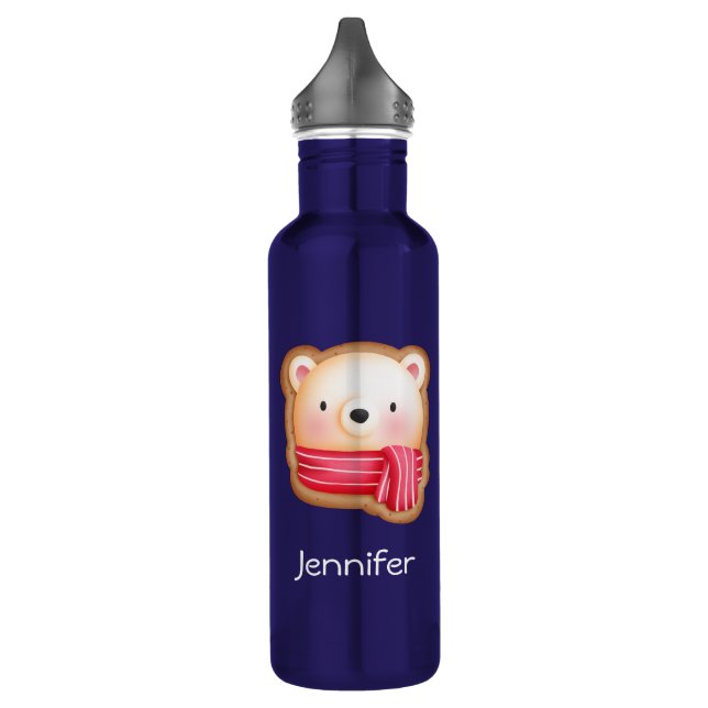 Cute Bear Face Red Scarf & Rosy Cheeks Christmas 710 Ml Water Bottle (Left)