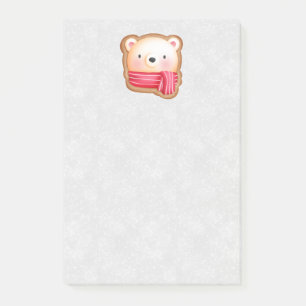 Cute Bear Face Red Scarf & Rosy Cheeks Christmas Post-it Notes