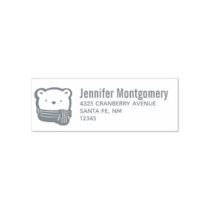 Cute Bear Face wearing a Scarf Self-inking Stamp
