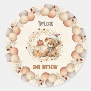 Cute Bear Fall Birthday Stickers