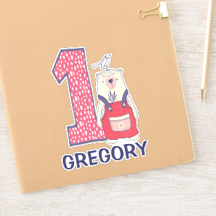 Cute bear first birthday with name