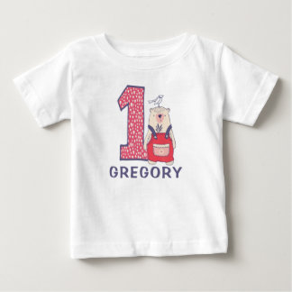 Cute bear first birthday with name baby T-Shirt
