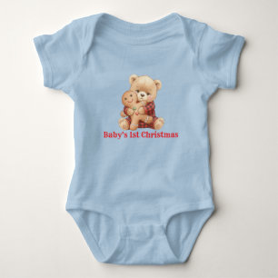 Cute Bear First Christmas  Baby Bodysuit