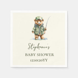 Cute Bear Fisherman Is On The Way Baby Shower Napkin
