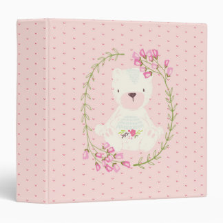 Cute Bear Floral Wreath and Hearts Binder