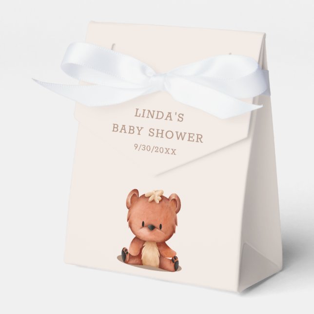 Cute Bear Gender Neutral Boho Baby Shower Favor Box (Front Side)