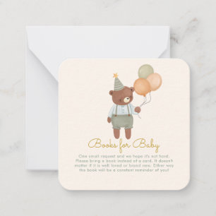 Cute Bear Girl Baby Shower Book Request Card