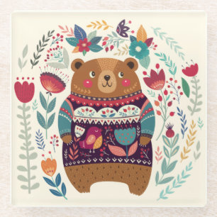 Cute Bear Glass Coaster