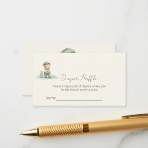 Cute Bear Golfing Diaper Raffle Ticket  Enclosure Card