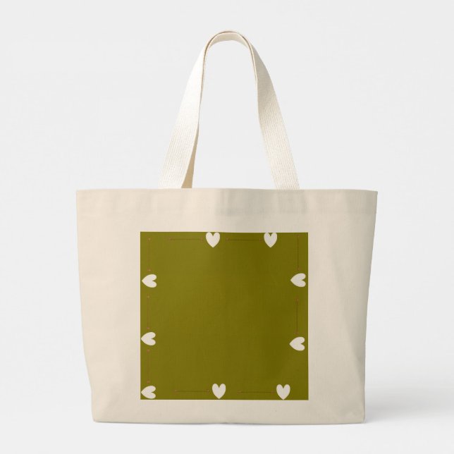 Cute Bear Green Tote Bag – Kawaii Bear Canvas Tote (Back)