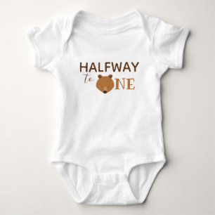 Cute Bear Half Birthday Baby Bodysuit