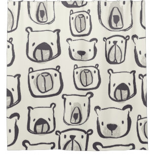 Cute bear, hand-drawn seamless pattern.