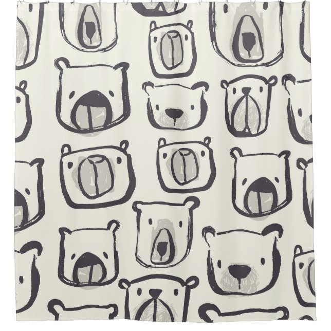 Cute bear, hand-drawn seamless pattern. (Front)