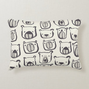 Cute bear, hand-drawn seamless pattern. accent pillow