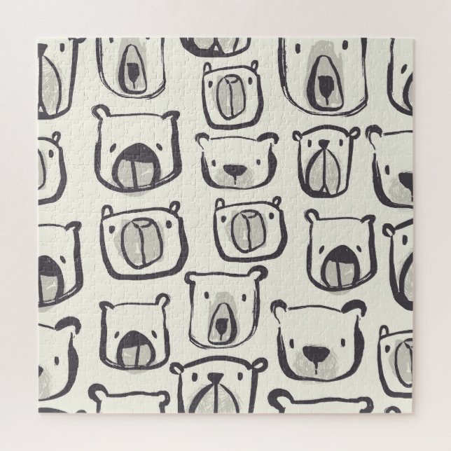 Cute bear, hand-drawn seamless pattern. jigsaw puzzle (Vertical)