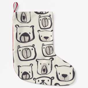 Cute bear, hand-drawn seamless pattern. small christmas stocking
