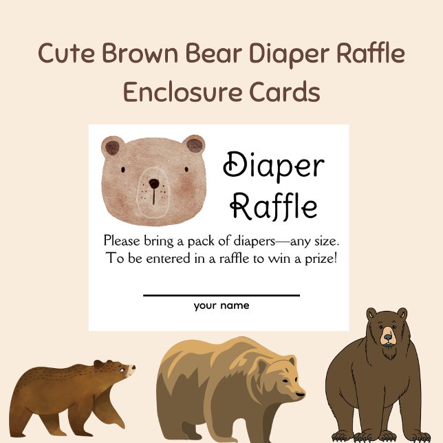 Cute Bear Head Diaper Raffle Enclosure Card (Creator Uploaded)