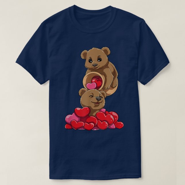 Cute bear hearts overfilled for a Lovers and bear  T-Shirt (Design Front)