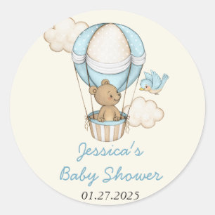 Cute Bear Hello Little One Baby Shower Classic Round Sticker