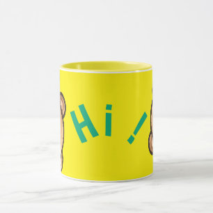 Cute Bear Hi Yellow Mug   Kawaii Coffee Cup